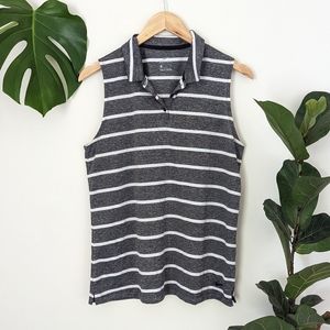 Nike | Dri-Fit | Sleeveless Grey + White Striped Top